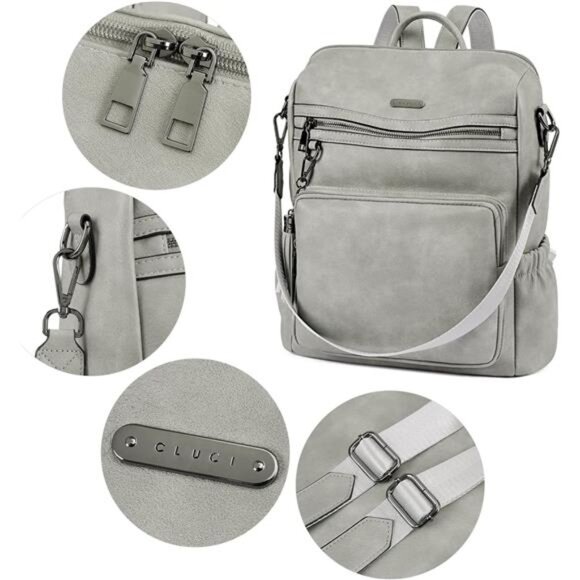 Vegan Leather Shoulder Bags with Tassel Grey - Picture 5 of 6